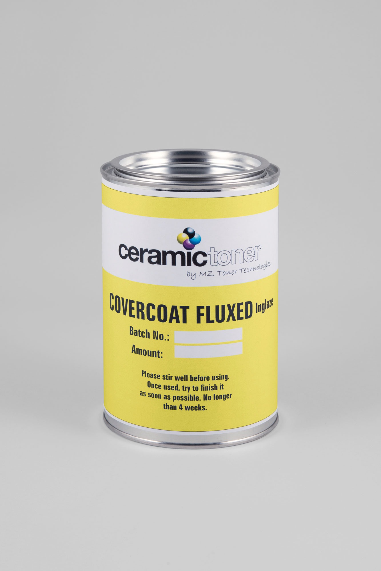 Ceramictoner Covercoat Fluxed Inglaze is coating with inglaze flow. The coating is in a can and is suitable for high-temperature areas. The varnish is yellowish.
